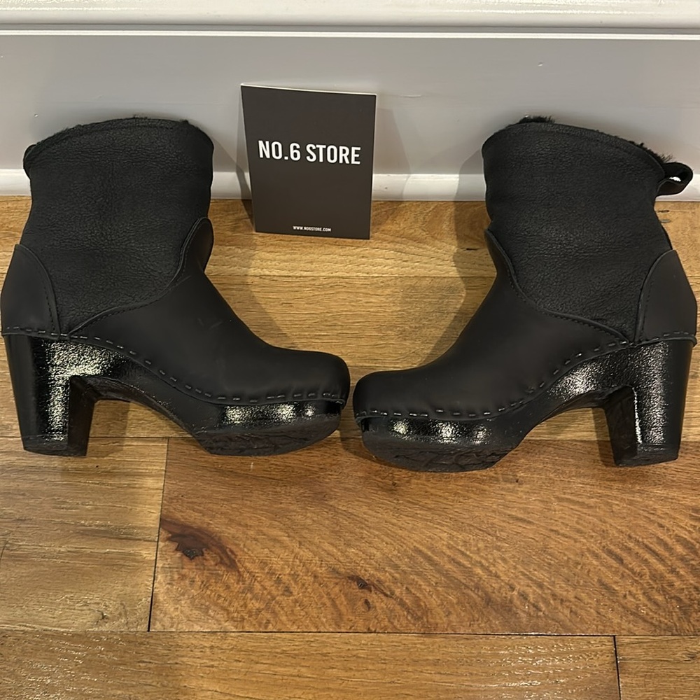 No. 6 Pull On Shearling Clog Boot - Size 35 - Bla… - image 6